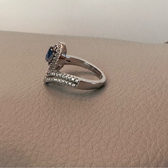 Cubic Zirconia Sapphire Sterling Silver Ring - Picture 5 of 14